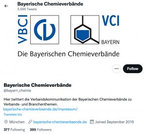 Bayerische Chemieverbände – twitter-Auftritt
